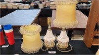 Pair Of Vintage Frosted Nightstand Lamps