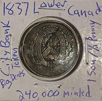 Canada 1837 Bank Token Half Penny
