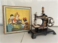 Vintage Miniature Childs Sewing Machine w/- Box,