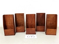 5 Wood Wall Pocket / Tabletop Storage Boxes