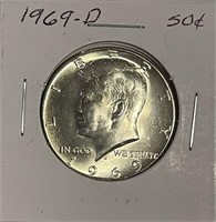 US 1969 40% Silver UNC Half Dollar