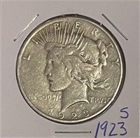 US 1923S Silver PEACE $1 San Francisco