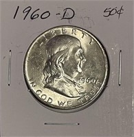 US 1963 Silver Franklin $1/2 UNC