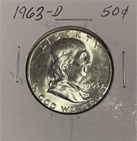 US 1960D Silver Franklin $1/2 UNC