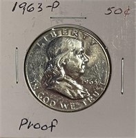 US 1963 PROOF Silver Franklin $1/2