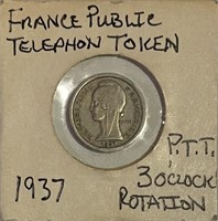 1937 France Public Telephone Token