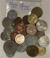 27 Foreign Coins 15 Different Countries