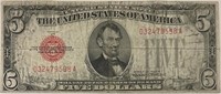 1928B $5 RED Seal US Note