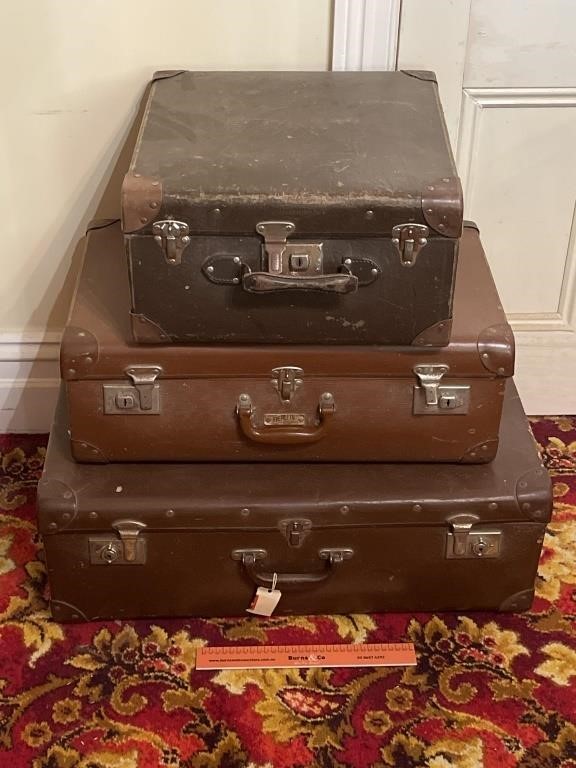 3 x Vintage Suit Cases. Largest W720