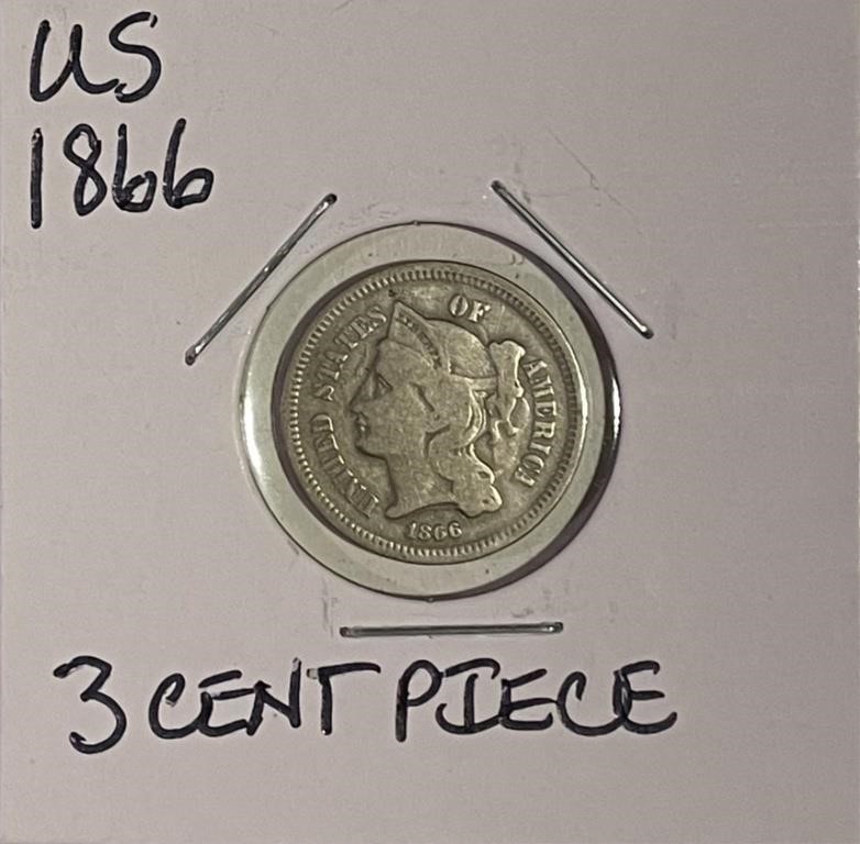 US 1866 3 Cent Piece - nice
