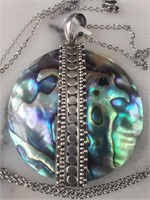 New .925 Abolone Shell Pendant & STNLS Chain 20"