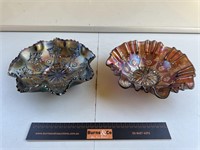2 x Amethyst Carnival Glass Bowls W240