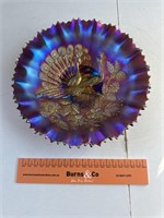 Marigold Carnival Glass Peacock Plate W220