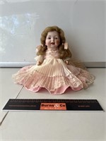 Vintage Bisque Doll In Dress - Height 180mm