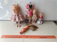 7 x Celluloid Kewpie Dolls - Tallest 300mm