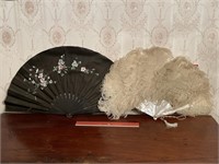 2 x Vintage Ladies Dress Fans