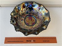 Amethyst Carnival Glass Bowl Lyrebird W250