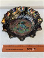 Amethyst Carnival Glass Bowl Kookaburra W230