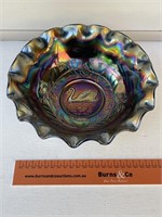 Amethyst Carnival Glass Bowl Swan W240