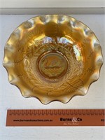 Marigold Carnival Glass Bowl Swan W240
