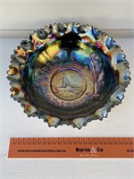 Amethyst Carnival Glass Bowl Kangaroo W235