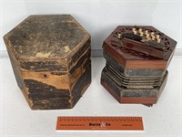 Antique Harmonica w/- Original Wooden Carry Case