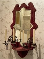 Ornate Wall Hanging Mirror Backed Shelf /