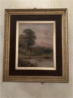 Antique Framed “DOWNS” Painting on Canvas 700x800