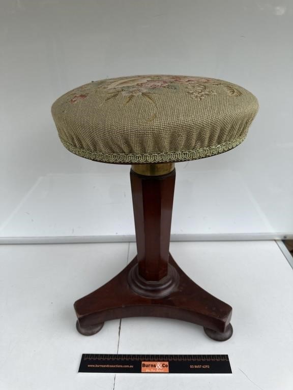 Antique Adjustable Height Piano Stool