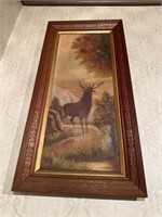 2 x Antique Framed Reindeer Prints 500x1000