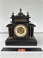 Antique Marble Mantle Clock H340 w/- Pendulum