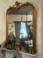 Superb Antique Over Mantle Ornate Framed Mirror