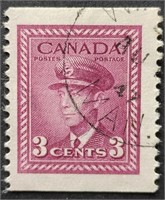 Canada 1942 WWII George VI, 3 Cents Stamp #251