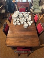 6 Seater Antique Dining Table & Chairs