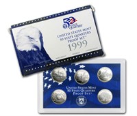 1999 US Mint 50 State 5 .25¢ Coin Proof Set