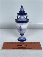 Antique Royal Derby Urn Blue & White H110