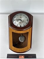 Art Deco Wall Hanging Clock w/- Pendulum & Key