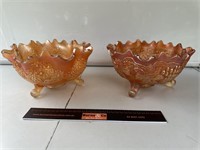 2 x Marigold Carnival Glass Bowls W250