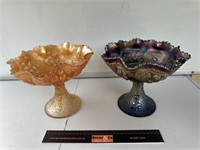2 x Carnival Glass Bowls Amethyst & Marigold W240
