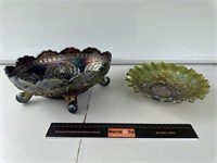 2 x Carnival Glass Bowls. Largest W265