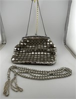 Silver beaded vintage flapper style purse