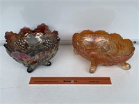 2 x Carnival Glass Bowls. Largest W260