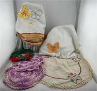 Butterfly Curtains and flower doilies