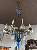 Superb Antique Blue Glass Hanging Light Shade /