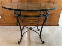 Heavy metal and glass side table