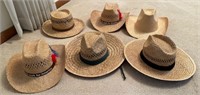 Six straw hats