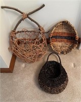 Set of three handmade baskets
