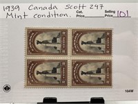 1939 CANADA STAMP BLOCK #247