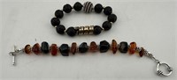 Glass bead and lava rock bracelets