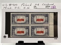 #909 STAMP BLOCK POLAND OCCUPIED COUNTRY OG NH